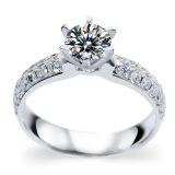 钻先生 GIA裸钻18k白金钻石经典六爪女戒指群镶 高级珠宝定制正品