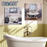 美式乡村复古风格浴缸画 铁艺立体装饰画 浴室挂画