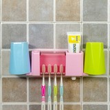 韩国创意防尘洗漱杯 家庭情侣牙刷杯挂架 粘贴式牙刷架牙具座