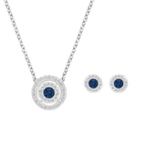 SWAROVSKI正品2015新款Attract蓝水晶圆环项链+耳钉套装女5166045