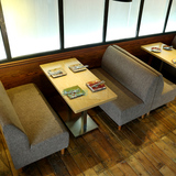 厂家直销 咖啡厅沙发桌椅组合 麻布艺沙发双人位 甜品奶茶店沙发