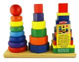 正品套柱套塔玩具三柱积木汉诺塔彩虹套圈儿童益智早教叠叠乐玩具