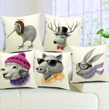 北欧宜家风简约文艺可爱卡通动物靠垫沙发抱枕汽车创意个性靠枕
