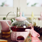彩泥陶瓷玻璃花茶壶加热茶具水果茶壶耐热下午茶茶具结婚礼物送礼