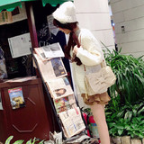 日本原单新品ray3月揭载女针织毛线温暖超萌大大蝴蝶结手包单肩包