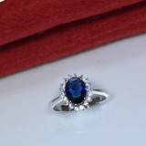 主石2克拉戴安娜经典王妃同款戒指 完美蓝宝石镶工手饰-小野猫