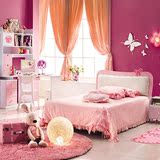 青少年儿童家具公主套房1.2米1.5米女孩儿童床粉红蝴蝶四件套包邮