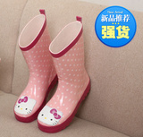 韩国儿童雨鞋可爱猫粉色女童亲子雨鞋防滑中筒KT猫可保暖宝宝雨靴