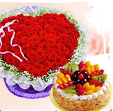 苏州花店99朵红玫瑰送女友老婆生日鲜花蛋糕组合吴中区同城速递