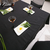 慕布卡 苎麻桌布布艺 棉麻纯色盖布台布简约餐桌布黑色 定制