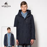 斯波帝卡男士秋冬季中长款派克棉大衣青年商务两件式加厚保暖外套