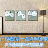 客厅装饰画美式现代中式花卉客厅三联无框卧室餐厅背景墙挂画壁画