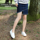 花园派对 2016秋装新款韩版不规则牛仔短裙女春款半身短裙女