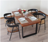 美式实木家用吃饭桌中式快餐桌复古餐馆桌简约现代咖啡厅桌椅组合