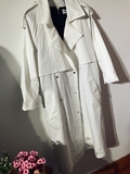 MISUO米索16115韩国东大门白色长款双排扣收腰风衣宽松工装外套女