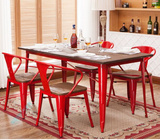 LOFT美式复古实木铁艺餐椅餐厅桌椅酒吧奶茶店咖啡厅办公桌椅组合