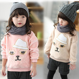 韩版童装女童卫衣秋装长袖套头外套2015新款韩版儿童毛绒上衣