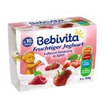 德国海淘进口Bebivita贝唯他草莓覆盆子苹果杯装酸奶100g*4 10M+
