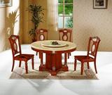 现代中式大理石餐台圆形餐桌椅组合1.3米1.5米1桌6椅特价上门安装