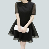 韩国2016夏季新款女装a字裙 半身裙 中裙雪纺蕾丝连衣裙修身中长