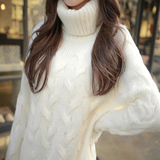 中长款女式高领套头毛衣女韩版宽松加厚秋冬季新品女装冬天打底衫