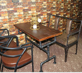 复古工业水管铁艺咖啡厅桌椅实木酒吧桌椅餐厅餐桌甜品店桌椅组合