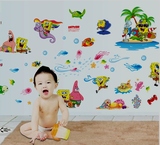 海绵宝宝墙贴儿童房卧室幼儿园卡通墙画自粘壁纸墙壁贴纸贴画包邮