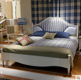 美式乡村地中海风套房主人床卧室家具实木双人床 软包床婚床