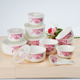 雅诚德陶瓷18头餐具套装中式家用勺子保鲜碗套餐简约韩式碗礼品装
