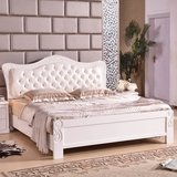 实木床乳白色现代简约婚床橡木床软包欧式床双人1.8米储物高箱床