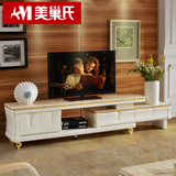 可伸缩欧式大理石电视柜 现代简约白色烤漆电视机柜 客厅组合地柜