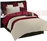 美式新古典现代立体风格样板房间 四七件套全棉床品 欧式红米色系