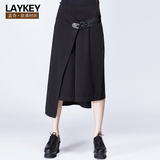 LayKey/蓝奇欧洲站夏季女装新款七分裤不对称阔腿裤弹力休闲潮裤