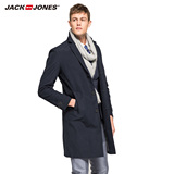 JackJones杰克琼斯春装男装纯色长款风衣外套S|216121072