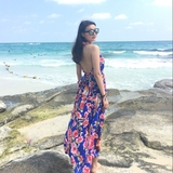 2015新款从那以后 热带海岛度假长裙沙滩裙 完美性感大露背连衣裙