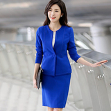 春季新款韩版小西装女中长款长袖修身西服女商务职业套装女两件套