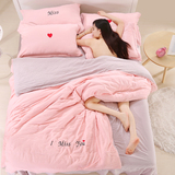 韩式纯色简约四件套公主风床上床单被套被罩4三1.5米1.8m双人2.0
