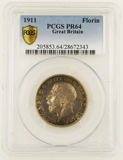 1911年 英国 PCGS PR64 乔治五世 精制币 1弗洛林 银币 评级币