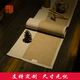 子服和日式麻布桌旗高档亚麻布茶垫简约复古定制棉麻纯色茶席特价