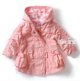 外贸好品质秋冬新款女宝宝休闲服饰童装长袖连帽加绒保暖粉色外套