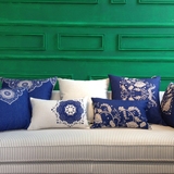 青花瓷新古典中式客厅蓝色棉麻风抱枕中国风靠枕腰枕靠垫套送老外