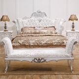 特价新古典双人床 欧式实木大床 后现代白色布艺公主雕花床1.8米