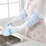 韩国塑胶洗衣服手套加厚加绒加长 冬天洗碗刷碗橡胶清洁家务手套