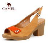 Camel/骆驼正品真皮时尚女凉鞋 夏季新款高跟女鞋 厚底鱼嘴鞋
