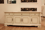 欧式实木仿古象牙白做旧开放油漆法式雕花E型客厅电视柜上海包邮