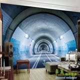 大型3d立体复古壁画时光隧道车道背景墙纸客厅宿舍空间延伸壁纸布