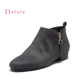 Daphne/专柜正品冬季商场同款休闲潮女及踝靴 圆头拉链方跟短靴