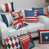 外贸欧式抱枕靠垫套美国英国国旗靠垫靠枕套沙发护腰枕头含芯包邮