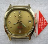 八九十年代绝版库存 吉星牌机械表 老手表收藏 军官表金色带日历