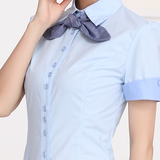 2016春夏装新款韩版修身女士衬衣职业中长款全棉大码衬衫女短袖